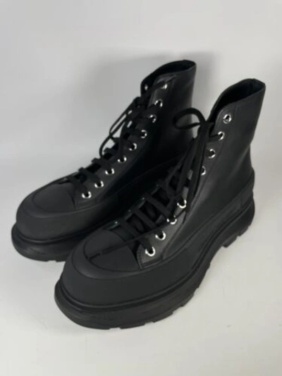 Pre-owned Alexander Mcqueen Men  Tread Slick Chunky-sole Sneaker Boots Leather 45 Usa 12 In Black