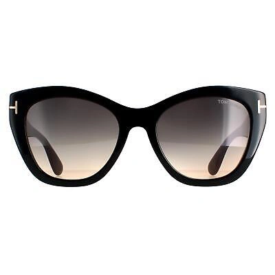 Pre-owned Tom Ford Sunglasses Ft0940 Cara 01b Shiny Black Smoke Gray Gradient