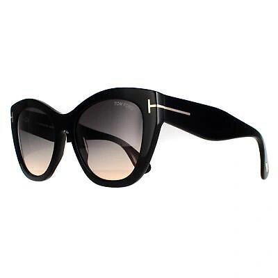 Pre-owned Tom Ford Sunglasses Ft0940 Cara 01b Shiny Black Smoke Gray Gradient