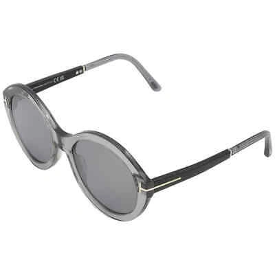 Pre-owned Tom Ford Seraphina Smoke Mirror Round Ladies Sunglasses Ft1088 20c 55 In Gray