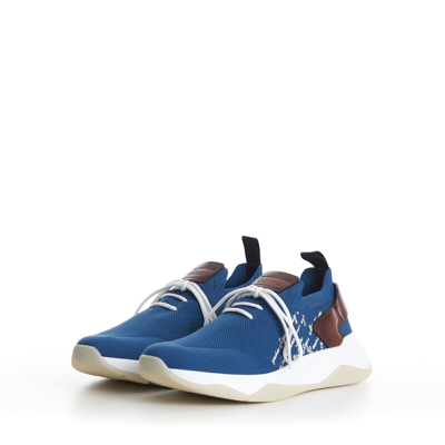 Pre-owned Berluti 1220$ Aveiro Blue Shadow Knit & Leather Sneaker - Scritto Embroidery