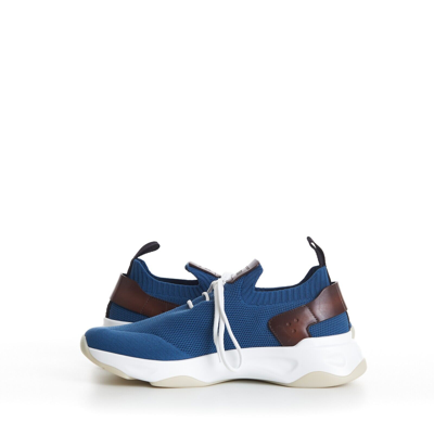 Pre-owned Berluti 1220$ Aveiro Blue Shadow Knit & Leather Sneaker - Scritto Embroidery