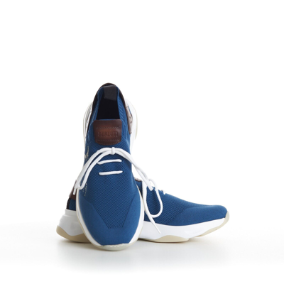 Pre-owned Berluti 1220$ Aveiro Blue Shadow Knit & Leather Sneaker - Scritto Embroidery