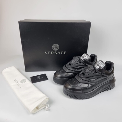 Pre-owned Versace Odissea Black Men's Sneakers