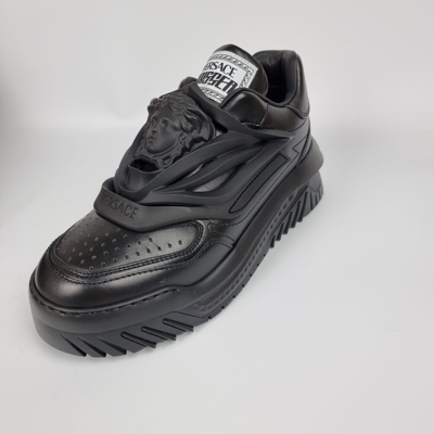 Pre-owned Versace Odissea Black Men's Sneakers