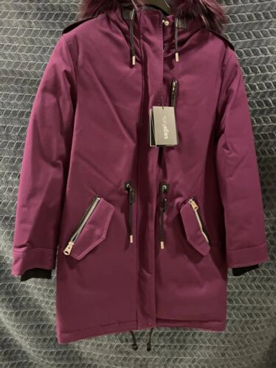 Pre-owned Mackage Women Parka. Size S. With Tags. Natural Fur In Purple