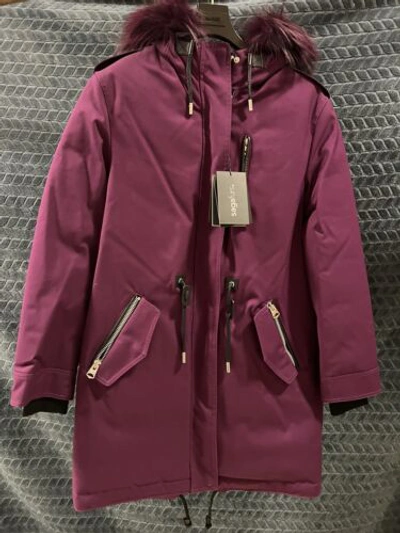 Pre-owned Mackage Women Parka. Size S. With Tags. Natural Fur In Purple