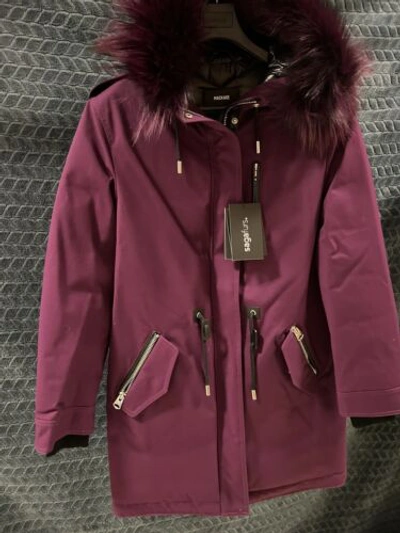 Pre-owned Mackage Women Parka. Size S. With Tags. Natural Fur In Purple