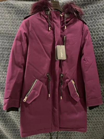 Pre-owned Mackage Women Parka. Size S. With Tags. Natural Fur In Purple