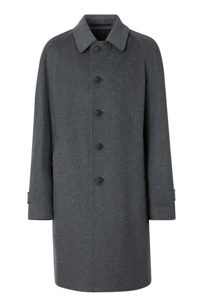 Pre-owned Burberry Blackheath Gray Wool Cashmere Check Collar Trench Coat Us 44 Eur 54