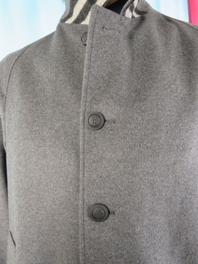 Pre-owned Burberry Blackheath Gray Wool Cashmere Check Collar Trench Coat Us 44 Eur 54
