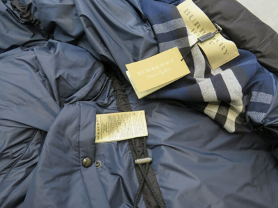 Pre-owned Burberry $1290  Bensen Black Hooded Check Logo Down Parka Puffer Jacket Coat Xxl