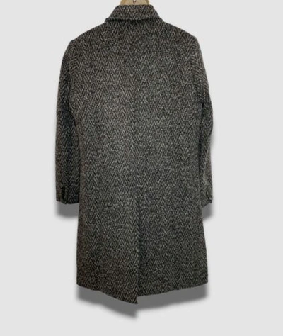 Pre-owned Twenty Montreal $796  Men's Gray Drummond Chevron Wool Overcoat Jacket Size L
