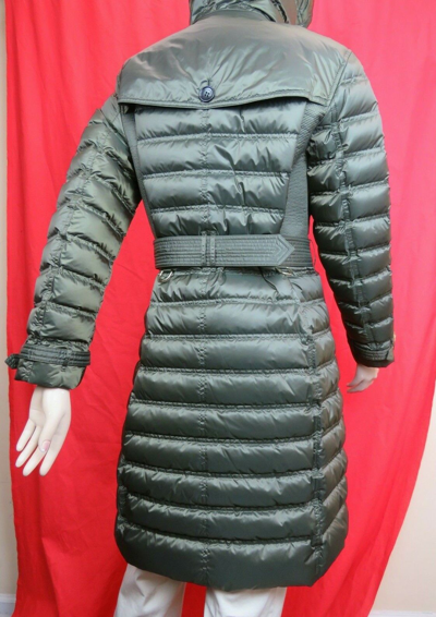 Pre-owned Burberry $1k  Chesterford Green Hooded Belted Quilted Down Parka Coat Jacket L