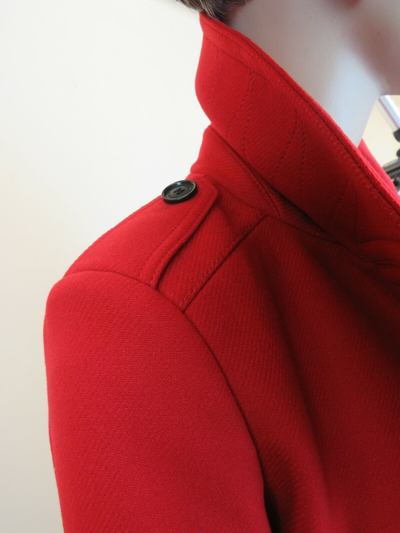 Pre-owned Burberry $950  Tumblebridge Red Wool Double Breasted Pea Coat Jacket Us 6 Eu 40