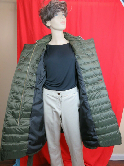 Pre-owned Burberry $1k  Chesterford Green Hooded Belted Quilted Down Parka Coat Jacket L