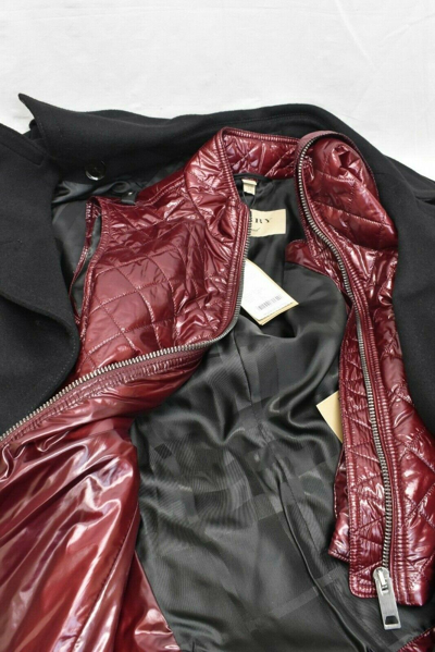 Pre-owned Burberry $1595  Blairmont Black Wool Burgundy Quilted Vest Coat Jacket Us 8 Uk 10 In Red