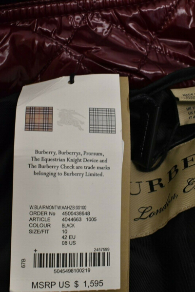 Pre-owned Burberry $1595  Blairmont Black Wool Burgundy Quilted Vest Coat Jacket Us 8 Uk 10 In Red