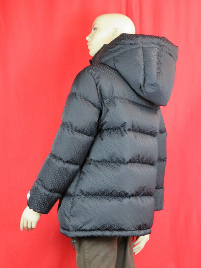 Pre-owned Burberry Sellindge Black Tb Monogram Logo Hooded Down Puffer Jacket L $1790