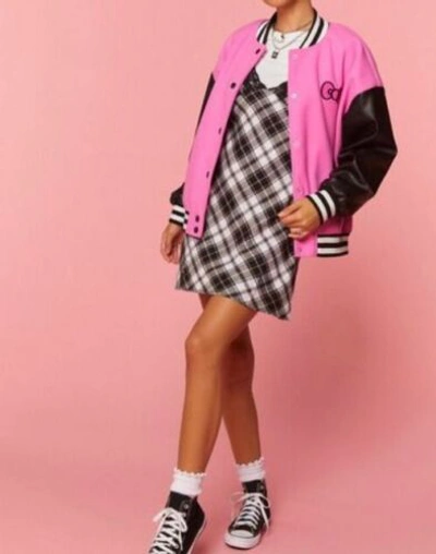 Pre-owned Forever 21 Hello Kitty And Friends Varsity Jacket, Size Small (oversized) In Pink