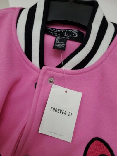 Pre-owned Forever 21 Hello Kitty And Friends Varsity Jacket, Size Small (oversized) In Pink