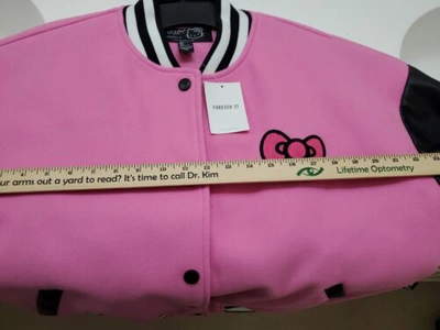 Pre-owned Forever 21 Hello Kitty And Friends Varsity Jacket, Size Small (oversized) In Pink