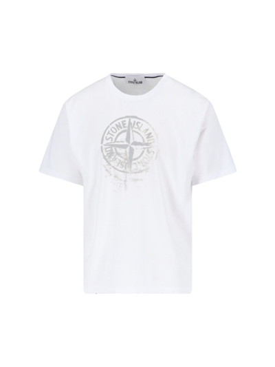 Shop Stone Island Printed T-shirt In White