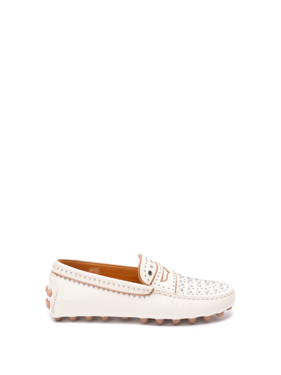 Shop Tod's `gommino Macro` Loafers In Beige