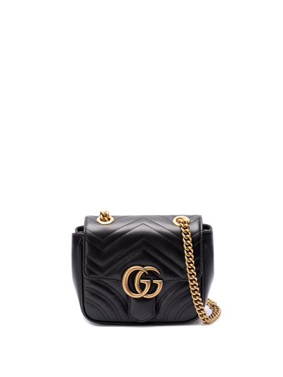 Shop Gucci `gg Marmont` Mini Shoulder Bag In Black  