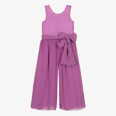 Shop Foque Girls Lilac Chiffon Jumpsuit In Purple