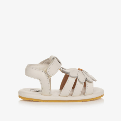 Shop Donsje Baby Girls White Leather Daisy Sandals In Ivory