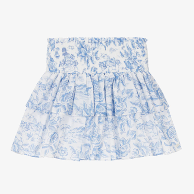 Shop Tartine Et Chocolat Girls Blue Liberty Floral Print Cotton Skirt