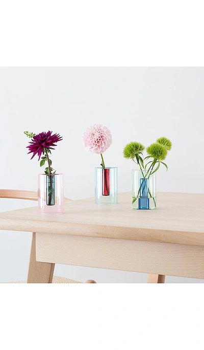 Block Design Small Reversible Glass Vase In Blue