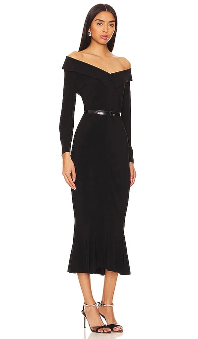Shop Norma Kamali Off Shoulder Fishtail Midi Dress In Black