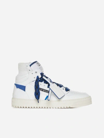 Shop Off-white 3.0 Off Court Leather Sneakers In White,navy Blue