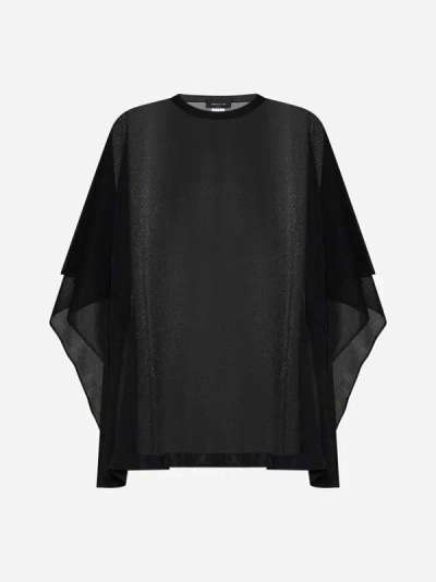Shop Fabiana Filippi Lame' Knit Cape Sweater In Black