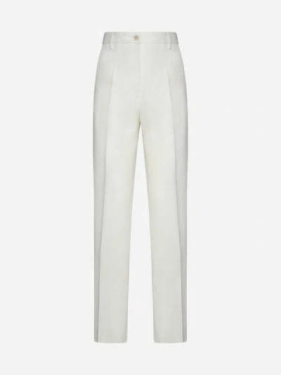 Shop Fabiana Filippi Viscose Blend Trousers In White