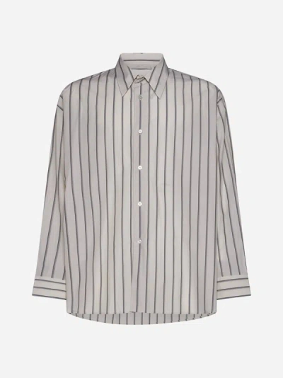 Shop Studio Nicholson Loche Pinstriped Cotton Shirt In Soft Plaster