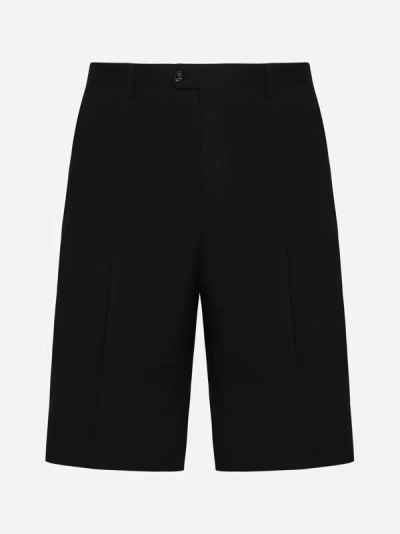 Shop Lardini Stretch Cotton Shorts In Black