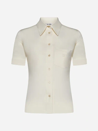 Shop Filippa K Stretch Cotton Shirt In Ivory