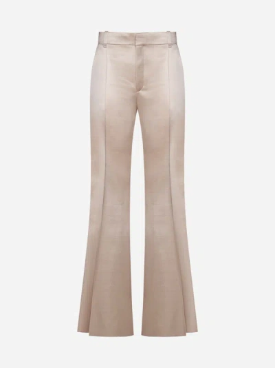 Shop Chloé Satin Palazzo Trousers In Pansy Pink