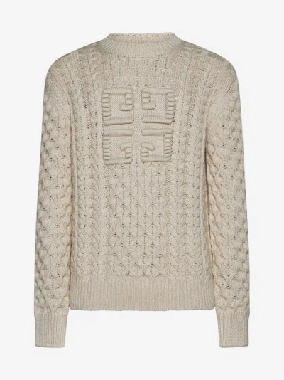 Shop Givenchy 4g Cable-knit Cotton Sweater In Cream