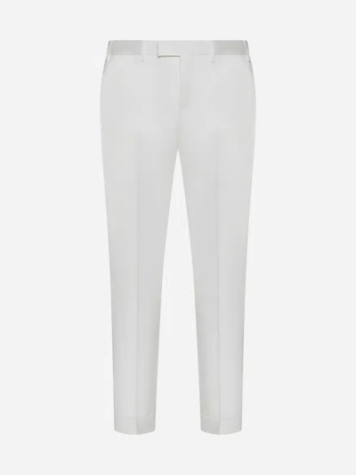 Shop Pt Torino Master Stretch Cotton Trousers In White