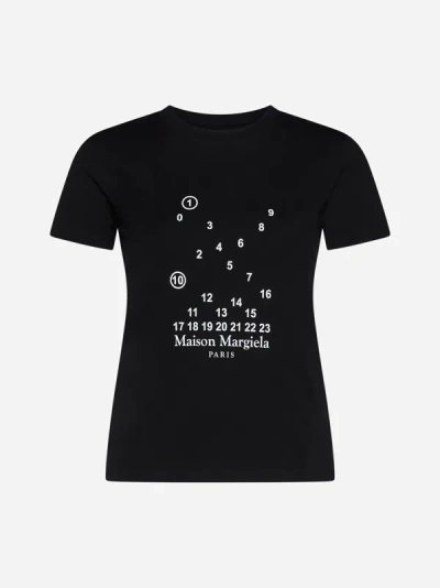 Shop Maison Margiela Recut Logo Print Cotton T-shirt In Black