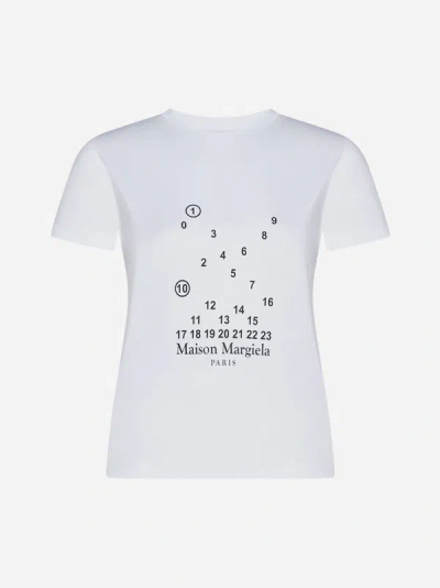 Shop Maison Margiela Recut Logo Print Cotton T-shirt In White