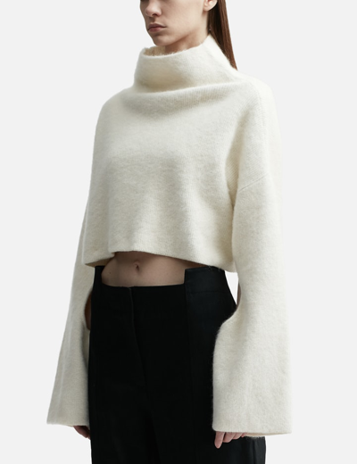 Shop Jw Anderson Cropped Cut-out Jumper In White