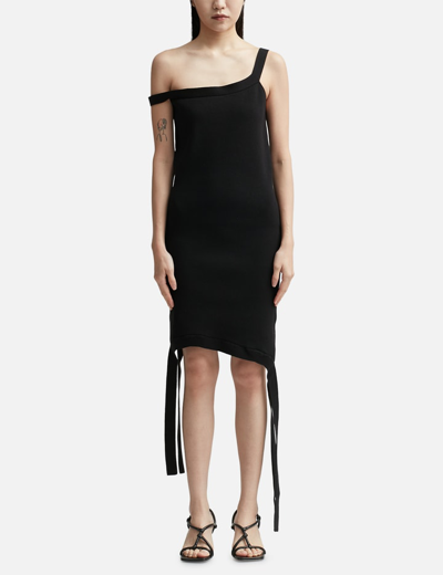 Jw Anderson Deconstructed One-shoulder Knit Dress In Black