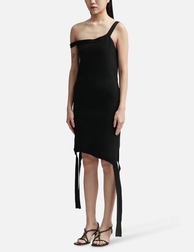 Jw Anderson Deconstructed One-shoulder Knit Dress In Black