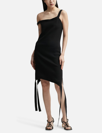 Jw Anderson Deconstructed One-shoulder Knit Dress In Black
