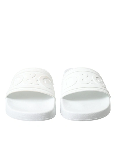 Shop Dolce & Gabbana Elegant White Logo Women's Slides